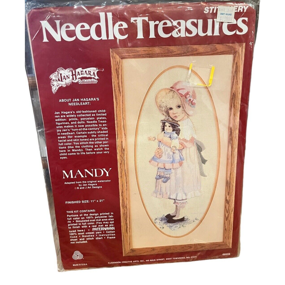 Needle Treasures Crewel Embroidery Kit Mandy 00559 1982 Jan Hagara Design Girl